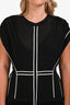Proenza Schouler Black Mesh White Trim Belted Midi Dress Size 8 with Slip