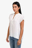Vince White Stripe Deep-V Neck Short Sleeve Top Size S