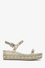 Christian Louboutin Metallic Gold Leather Stud Platform Sandals Size 39
