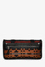 Proenza Schouler Black/Orange Leather Woven Fabric Clutch