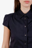 Prada Navy Blue Cotton Button-Up Short Sleeve Top Size 40