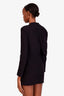 Khaite Black Asymmetric Round Neck Long Sleeve Mini Dress Size 0