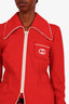 Gucci Red GG Logo Cinched Zip Up Jacket Size XS
