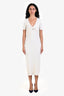 Frame White Ribbed Short Sleeve Layered Wrap Sweater Dress Size XS