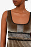 Dolce & Gabbana Green/Black Velvet Mini Slip Dress with Lace Trim Estimated Size L
