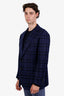 Cesare Atolini Blue/Black Plaid Single Breasted Blazer Size 56 Mens