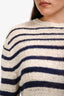 The Elder Statesman Cream/Blue Striped Cashmere Knit Sweater Size L