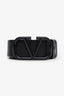 Valentino Black Leather V Logo Signature Belt