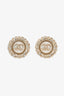 Pre-loved Chanel™ 13P Gold Tone Pearl Strass CC Round Stud Earrings