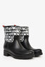 Moncler Black Rubber Graphic Print 'Ginette' Boot Size 38