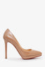 Escarpins à plateforme Christian Louboutin en cuir verni beige, pointure 37