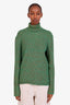 Gucci Green/Gold Metallic Ribbed Knit Turtle Neck Sweater Size M