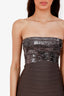Herve Leger Grey Strapless Sequin Bandage Dress Size XS