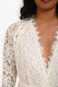 Iro Cream Lace Long Sleeve V-Neck Midi Dress Size 36