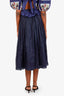Chloé Navy Pleated Midi Skirt Size 36