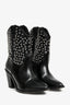 The Kooples Black Leather Silver Stud Western Boots Size 38
