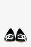 Pre-loved Chanel™ 2026 Black/White Quilted Leather Interlocking CC Ballerina Flats Size 38C