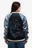 Valentino 2018 Navy/Blue Silk Butterfly Embroidered Bomber Jacket Size 50