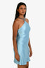Staud Blue Satin Beaded Mini Halter 'Cadence' Dress Size 6
