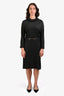 Gucci Dark Grey High Neck Long Sleeve Midi Dress Size L With Horsebit Leather Belt