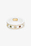 Gucci 18k Yellow Gold/White Ceramic Icon Ring with Gemstones Size 8
