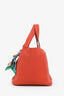 Hermès 2021 Orange Clemence Leather PHW 'Picotin Lock 18' Top Handle Bag with Twilly