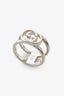 Gucci Sterling Silver Double Band GG Ring Size 6