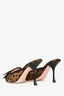 Roger Vivier Black/Brown Leopard Print Square Buckle Mules Size 38.5