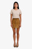 Isabel Marant Étoile Brown Calf Velvet Leather Button-Up Mini Skirt Size 34