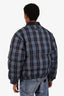 Supreme FW19 Blue Plaid Leather Collar Puffer Jacket Size L Mens