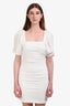 ASTR White Puff-Sleeve Mini Dress Size M