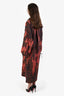 Acne Studios Red/Black Draped Floral Print Cotton Midi Dress Size 38