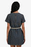 Gucci 2025 Blue Denim GG Monogram Mini Belted Shift Dress Size 42
