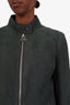 Salvatore Ferragamo Green Calf Skin Zip Up Jacket Size 42