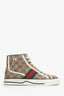 Gucci Green/Beige Monogram Canvas High Top Tennis Sneaker Size 35
