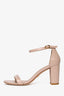 Stuart Weitzman Nude Leather Nudist Block Heel Sandal Size 39.5