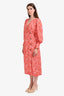 Ganni Orange/White Patterned Long Sleeve Maxi Dress Size 38