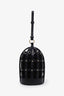Oscar de la Renta Black Leather Birdcage Solid Bucket Bag