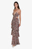 A.L.C Black/Red Floral Cut-Out Ruffle Dress Size 6