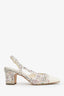 Pre-loved Chanel™ Tweed and Leather Interlocking CC Slingback Cap Toe Heels Size 37.5