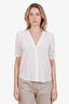 Veronica Beard Cream Silk 3/4 Sleeve Ruffle Button Down Blouse Size 4