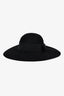 Saint Laurent Black Angora Bow Wide Brim Hat Size 60