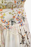 Hemant & Nandita Cream/Floral Short Sleeve Ruffle Body Suit & Cuffed Pant Set Size Small