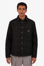 Prada 2024 Grey Triangle Logo Button Up Puffer Coat Size S