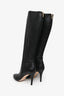 Jimmy Choo Black Grained Calfskin Knee High Heeled Boot Size 41