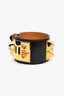 Hermès 2014 Black Leather Gold Tone Collier de Chien Bracelet Size S
