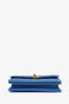 Pre-loved Chanel™ 2024 Blue Lambskin Quilted Chain Logo Top Handle Flap Bag