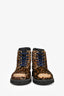 Golden Goose Leopard Print Ponyhair Distressed Combat Boots Size 40