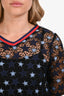 Sandro Black/Blue Star Lace Top Size 2