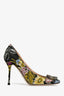 Gucci Black/Multi Floral Embroidered Dionysus Heels Size 37.5